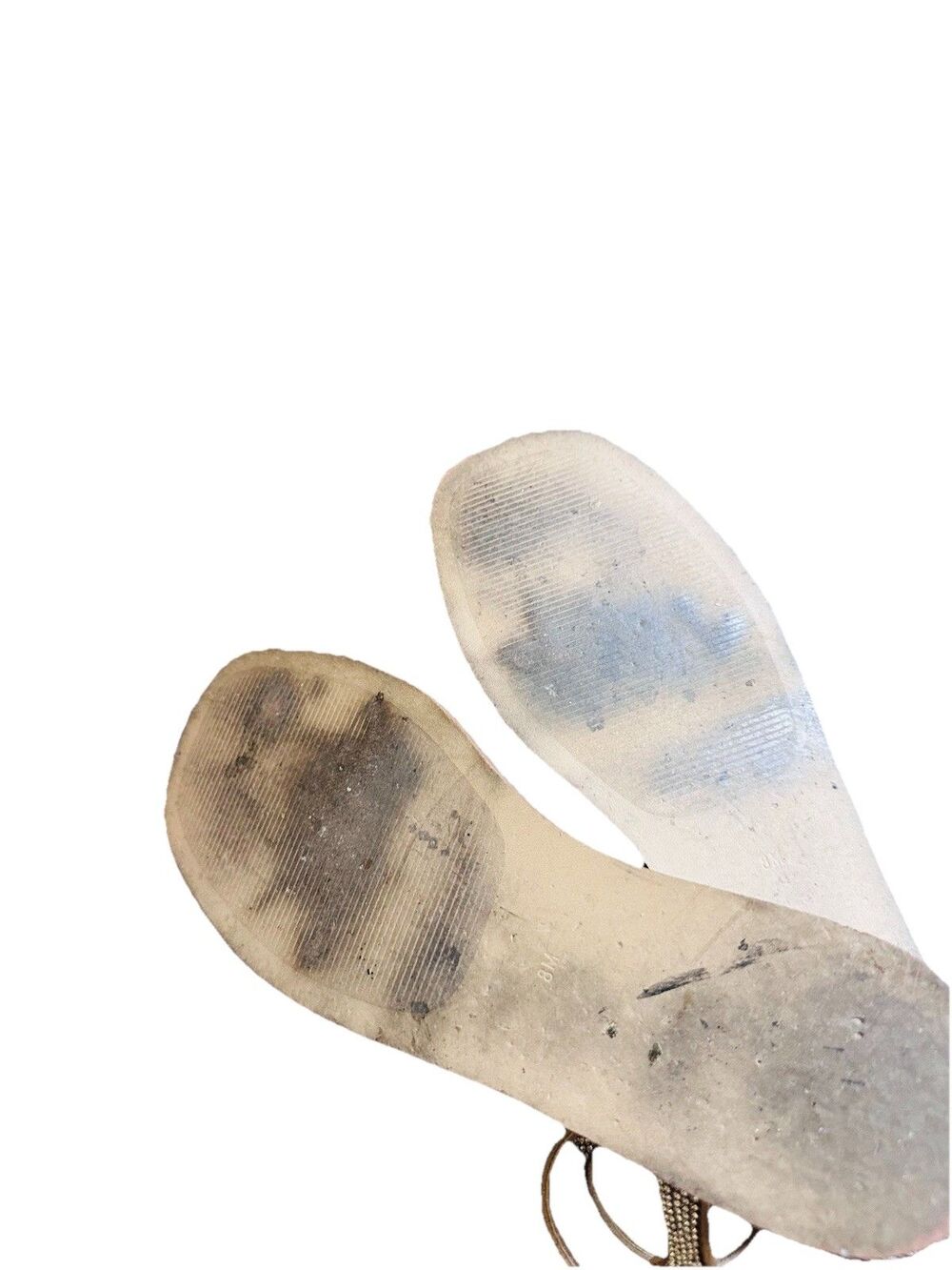 Steve Madden Rhinestone Strappy Slip-On Women's Sandals Beige Silver SZ 8 - Picture 8 of 10